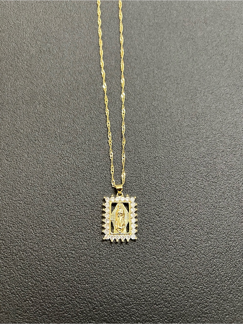 Gold plated Virgin Mary Rectangle Pendant Necklace - Women Jewelry